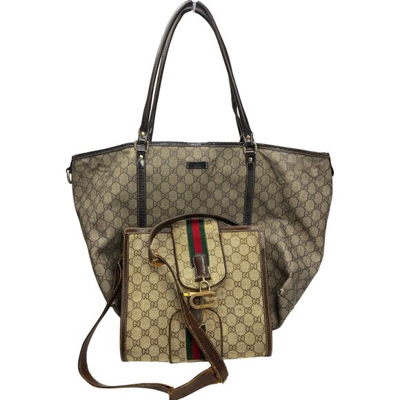 Gucci Monogram GG Canvas Shoulder Bag And Tote Parts Hardware Intact Project - Picture 1 of 15